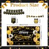 Retirement Party Decorations For Women Men, Black And Gold Happy Retirement Banner Sign Party Supplies, 180cm X110cm Retired Backdrop for parties, 8pcs Hanging Swirl