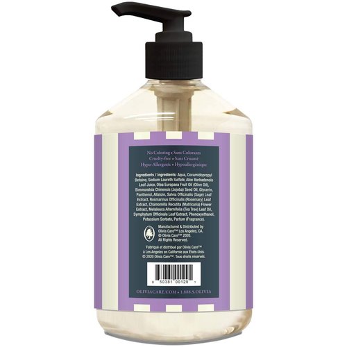 Olivia Care Liquid Hand Soap | Infused with Olive Oil | All Natural & Germ-Fighting | Moisturizing Hand Wash for Kitchen & Bathroom | Gentle, Mild & Naturally Scented (17.5 OZ) – LAVENDER
