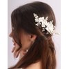 Rumtock White Flower and Pearl Hair Comb for Brides Wedding Women Handmade Hair Accessories Vintage Jewelry