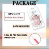 IMSOHOT Long Press on Nails Square French Tips Fake Nails Glossy Acrylic Full Cover Pink Glue on Nails Cute Bow Flower Designs 3D Bear Planet Charms Artificial Nails for Women 24Pcs