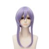 GOOACTION 15.7inch/40cm Women Short Anime Straight Smoke Purple Hair Wig with Braid and Bangs for Hiiragi Shinoa Halloween Cosplay Party Synthetic Wigs
