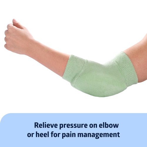 Medline Knit Heel and Elbow Protection, For Pressure and Friction Sores, Lightweight Knit Elastic, Home Medical Foot Care Heel Protector, Elbow Pad, Machine Washable, Green, One Pair, One Size Fits Most