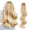 ABH AMAZINGBEAUTY HAIR Rooted with Highlights Remy Tape in Hair Extensions, 20 Pieces 50 Grams, Ash Brown Fading into Dirty Blonde with Platinum Blonde Highlights R8-12/60, 16 Inch