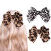 Whaline Set of 2 Hand-Made Leopard Print Hair Accessories: Big Bowknot Hairpins and Metal Barrettes for Women (Dark & Light Leopard Shades)