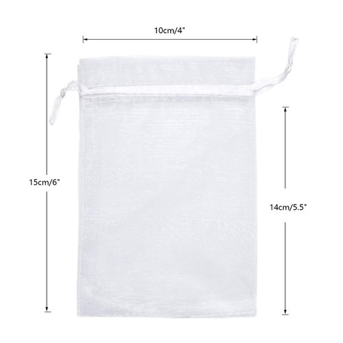 G2PLUS Organza Bags 4×6 Inches,100PCS White Organza Gift Bags with Drawstring, Mesh Jewelry Gift Pouches, Sheer Wedding Favors Bags, Christmas Candy Bags for Party Favors, Small Business