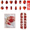qiipii 120Pcs Red Rhinestones Nail Charms 12 Shapes Crystal Flatback Siam Red Big Gems Ruby Red K9 Glass Nail Stones Diamonds jewels Nail Art Supplies Nail Decor for Nails Face Eyes Makeup Crafts DIY