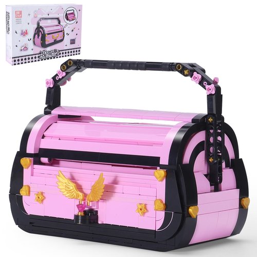 664PCS Princess Pink Building Block Toy Bag – Creative Building Block Set with Storage Feature, Black Strap Design, Ideal Present for Girls
