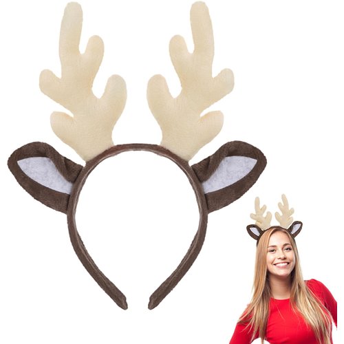 Lusofie Christmas Reindeer Antler Hair Hoop Christmas Elk Headband Headwear Glitter Reindeer Hair Hoop for Xmas Holiday Party Supplies Halloween Cosplay
