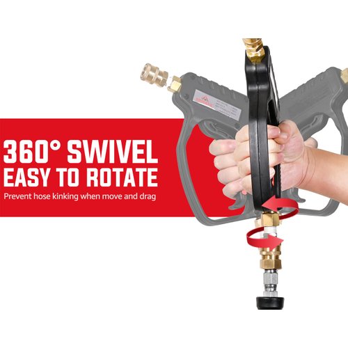YAMATIC Short Pressure Washer Gun with Swivel, 5000 PSI Power Washer Wand Stubby Trigger Handle with 3/8" Plug & M22-14mm Male Inlet, 1/4" Quick Connect Outlet for Foam Cannon Car Wash