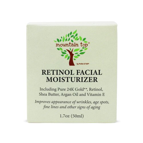 Mountain Top Retinol Facial Moisturizer 1.7oz, For Wrinkles, Age Spots, Fine Lines, and Other Signs of Aging - Made with 24k Gold, Aloe Vera, Green Tea, Argan Oil, Shea Butter, Vitamin E