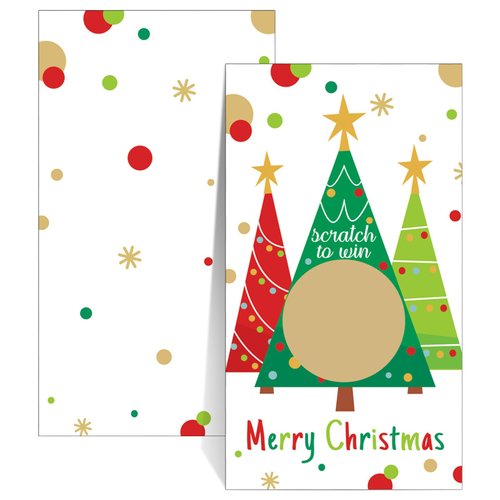 Outus 50 Pieces Christmas Scratch Off Cards Stickers Christmas Hawaii Party Games Vouchers Festive Raffle Tickets Holiday Business Prize Drawings for Kids Adults Families Events Groups (Tree)