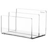 Kantek Clear Acrylic Mini File Sorter, 2 Section File Holder, 6" x 3.8" x 3.9", Desk Organizer, Non-Skid Feet, Desk Accessory