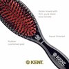 Kent CSMS Classic Shine Small Oval Cushion Straightening Brush - Natural Black Boar Bristle Hair Brush with Nylon Quills - Shine Hair Brush and Scalp Scrubber for Short to Shoulder Length Hair