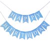 Happy Birthday Banner Blue, Prestrung Reusable Birthday Banner Sign for Men Baby Boys Birthday Party Decorations