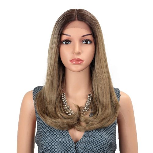 Joedir 19” Straight Wavy Ombre Brown Heat Resistant Synthetic Deep Part Lace Front Wigs For Black...