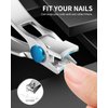 Nail Clippers for Thick Nails,Toenail Clippers for Ingrown Nails,Fingernail Clipper,Toe Nails Cutter,Curved handle- Good looking Silver