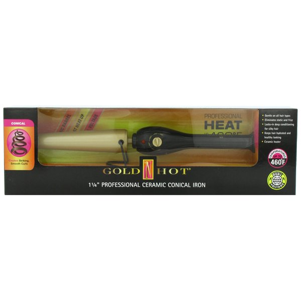 Gold 'N Hot Ceramic Conical Iron, 1-1/4 Inch Curling Iron