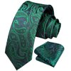 Enlision Green Paisley Tie Boys Necktie Pocket Square Set Forest Hunter Children Tie for Boy Classic Formal Navy Neck Strap Tie for Kids Party School