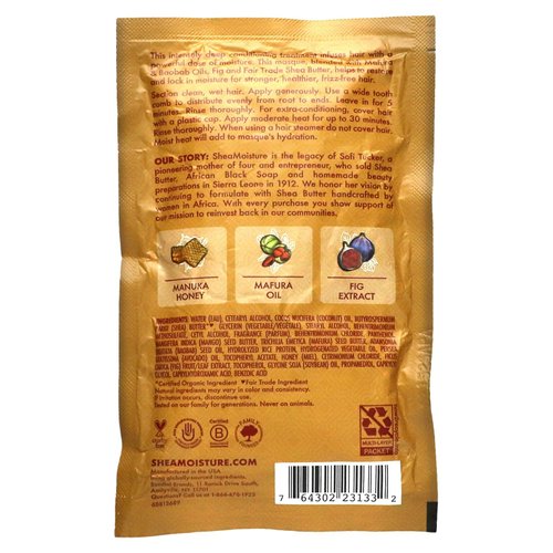 SheaMoisture Intensive Hydration Masque Hair Treatment, Manuka Honey & Mafura Oil, 2 fl.oz. (Pack of 1)