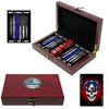 Military Gift Shop Police Officer Playing Cards & Dice in Wooden Keepsake Box - Thin Blue Line Flag - Police Officer Gifts | Disabled USMC Vet Owned Small Business