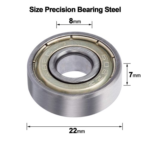 20 Pack 608 ZZ Ball Bearing, Bearing Steel & Double Iron Sealed Miniature Deep Groove 608 zz Bearings for Skateboards, Inline Skates, Scooters, Roller Blade Skates & Long Boards (8mm x 22mm x 7mm)