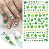 6 Sheets St. Patrick's Day Nail Art Stickers Green Shamrock Nail Stickers 3D Self Adhesive Nail Decals Shamrocks Nail Designs Green Nail Art Supplies for Women Girls St. Patrick's Day Nail Decoration