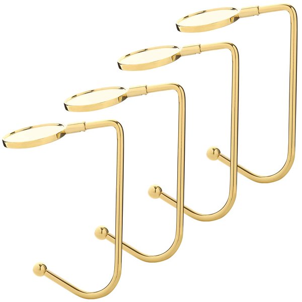 Sunshane 4 Pieces Christmas Stocking Holders Mantel Hooks Hanger Christmas Safety Hang Grip Stockings Clip for Christmas Party Decoration, Gold