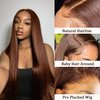 Agairl Chocolate Brown Lace Front Wigs Human Hair 180% Density Brown Straight 13x4 HD Transparent Lace Frontal Wigs Human Hair Pre Plucked 4# Brown Human Hair Wig Glueless Wigs Human Hair(32inch)