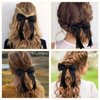Giantree 2 Pcs Black Lace Hair Bow Clips for Women, Cute Lace Hair Bows Clips with Long Tail Ribbon for Wedding Halloween Gothic Dress Decor Accessories Gift