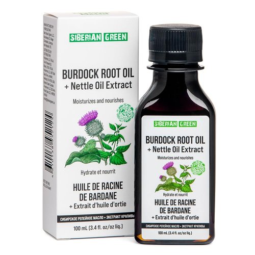 Siberian Green Burdock Oil with Nettle Oil Extract – 100ml Natural Siberian Hair Loss Burdock Root Oil for Hair Care – Easy to Apply Hair Oil – Anti-Dandruff Scalp Oil Stimulates Hair Growth