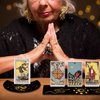 GORGECRAFT 2 Pieces Wooden Tarot Card Stand Black Tarot Card Holder 5" Moon Shape and 10" Rectangle Wood Tarot Cards Altar Stand Display Holder Witch Divination Ceremonial Tools, Moon Phase and Snake