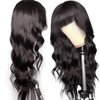 Body Wave Wig With Bangs Hmuan Hair For Black Women None Lace Front Wigs 150% Density Brazilian Virgin Hair Glueless Human Hair With Bangs Natural Color(18inch,Body Wave)