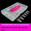 SITELENABY Medium Almond Nail Tips, Pre-shaped Half Cover Matte Acrylic Gel Kit False Nail Tip 300pcs,No C 12 Sizes Acrylic Press On Nails Tips (Medium half cover almond 300pcs)
