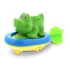 DolliBu Boat Racer Buddy, Fun Educational Bath Toy Finger Puppet Pull and Go Water Racing Jungle Pal for Shower Pool Bathtub Swim Hard Surfaces for Baby Toddler and Boy - 6 Inch - 3 in 1 - Alligator