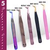 Image Lash Tweezers Set, 5 Pcs Stainless Steel Tweezer Set With Leather Case, Professional Eyelash Tweezers For Extensions With Titanium Coated Tips, Eyelash Extension Tweezers (Multi-Color)