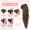 Flufymooz Ponytail Extension, Flexible Wrap Around Ponytail Extension Long Wavy Curly Ponytail Hair Extensions Natural pony tail Synthetic Hairpiece for Women 26 Inch (Dark Chocolate Brown)