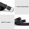VONMELLI 3 Pack Women's Leather Belts for Jeans Pants Fashion Silver Buckle Ladies Dress Belt Black Brown Beige M