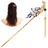 KZQtriid Hair Accessories，14k Gold Plated Copper，Vintage Handcrafted，Colour Enamels Phoenix Pearl Tassels Hair Stick，7.28"Hair Clip.Hair Chopsticks For Women