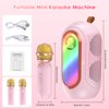 Olycism Mini Karaoke Machine for Kids & Adults with 2 Wireless Microphones Portable Karaoke Machine 2x5W Bluetooth Speaker Birthday Gift Toys Gifts for Kids Family Home Outdoor Party Pink
