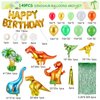 AGPTEK Dinosaur Birthday Party Decorations Kit, 149pcs Green and Orange Balloon Garland Arch with Dino Foil Balloons and Fringe Curtain, Jungle Safari Theme Party Supplies for Kids, and Baby Showers