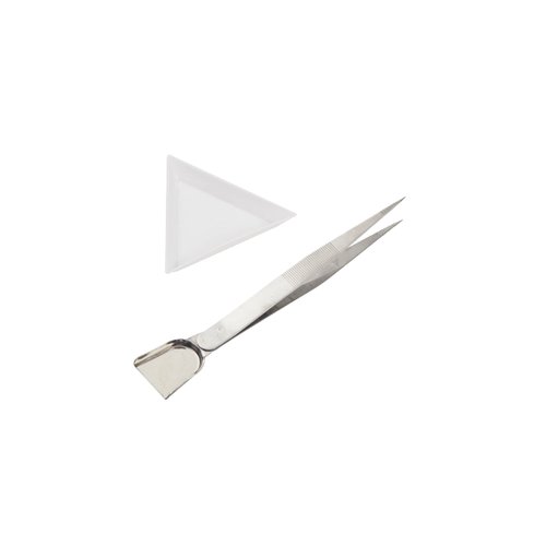 10pcs White Triangle Bead Sorting Trays and 1pcs Silver Color Handy Tweezer with Scoop, Craft Beading Tweezers, Jewelry Tweezers for Seed Beads Diamond Jewelry Making, Pick up Beads Tools Supplies