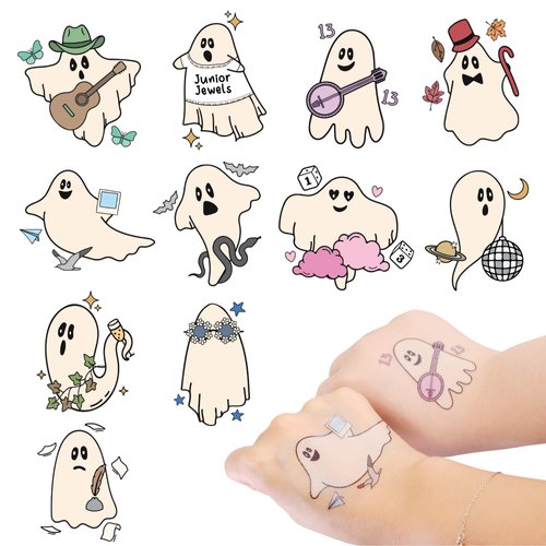 22pcs In My Spooky Era Ghost Halloween Temporary Tattoos Stickers Set,Spooky Decorations,Halloween Party Accessory,Trick or Treating Gift,Hand tattoo