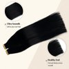 Belaved Tape in Hair Extensions Natural Black 100% Remy Human Hair 16 inches 20pcs 50g/pack Straight Seamless Skin Weft Tape in Extensions Human Hair #1B Off Black