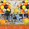 Paready Black Orange Yellow Balloons, 60 Pcs 12 Inch Orange Black Yellow and Metallic Silver Balloons, Black Orange Party Balloons for Kids Construction Theme Birthday Baby Shower Party Decorations