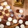 30 Pieces Backgammon Pieces Checkers 1.25 Inch Replacement Checkers Board Game Pieces Playing Game Chips with 5 Dice and Drawstring Storage Pouch for Checkers Game Supplies, Brown and White