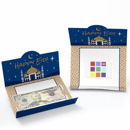 Big Dot of Happiness Ramadan - Eid Mubarak Money And Gift Card Holders - Set of 8