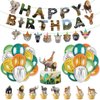 56Pieces Safari Animals Birthday Party Decorations Include Animals Birthday Banner Jungle Balloons Cupcake Toppers for Boys Girls Wild Jungle Theme Decorations Safari Theme birthday Decorations