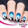 Whats Up Nails - Graveyard Vinyl Stencils for Nail Art Design (2 Sheets, 40 Stencils Total)
