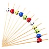 PuTwo Cocktail Picks Handmade Bamboo Toothpicks 100ct 4.7" in Multicolor Skulls