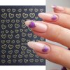 Love Heart Nail Art Stickers Valentine's Day Nail Stickers for Nail Art 6PCS 3D Gold Red White Heart Nail Decals Valentines Nails Art Decorations Supplies Manicure Transfer Sliders for Women Girls